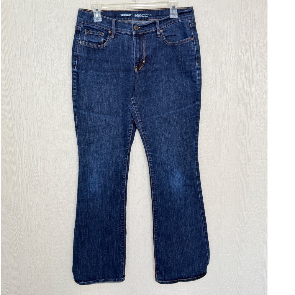 Old Navy Curvy Profile Mid Rise Bootcut Jeans Dark Wash Blue Womens 10 Short
